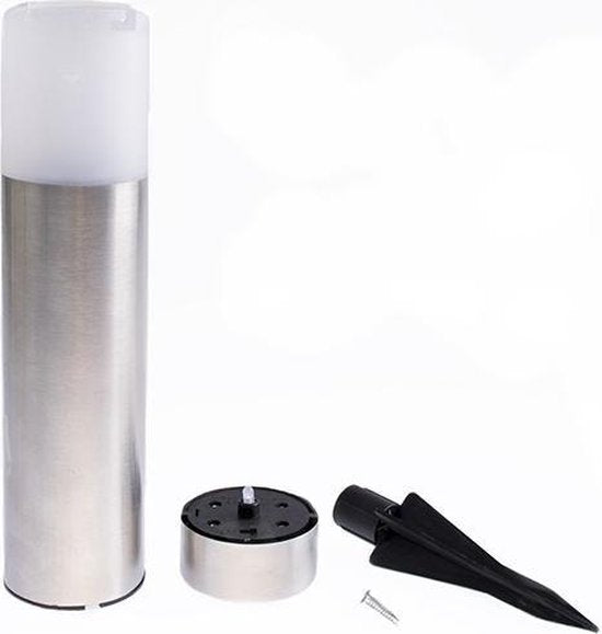 LED Lovers Solar Gartenleuchte - Mit Erdspießen - 4er Set - Wegeleuchte mit Lichtsensor - Edelstahl - 8-10 Brennstunden - 27cm