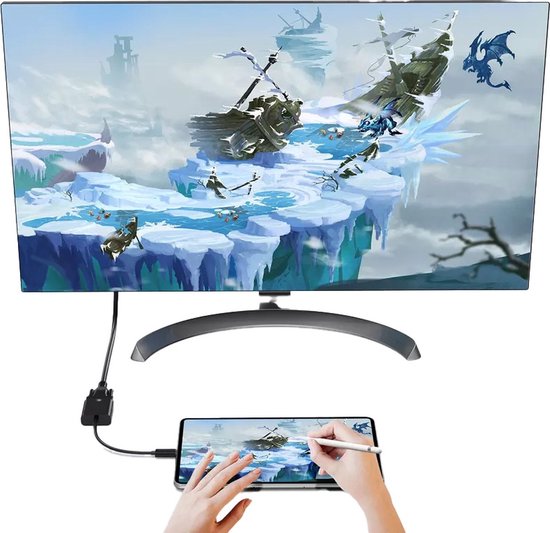 Techvavo® USB C zu VGA Adapter - USB C zu VGA - Full HD 1080P - Stecker zu Buchse - Schwarz
