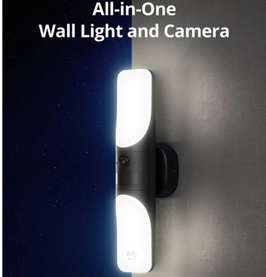eufy Security S100 Wandleuchte mit Kamera - Wandleuchte Cam - 2K-Auflösung - 1.200 Lumen Beleuchtung - Farb-Nachtsicht - AI Smart Detection - IP65 wasserdicht - Keine monatliche Gebühr - Verkabelt