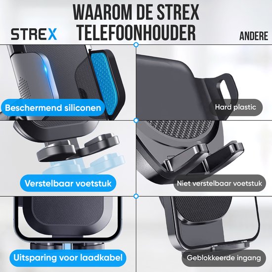 Strex Handyhalterungen Auto - Windschutzscheibe - Armaturenbrett - Lüftungsschlitze - Handyhalter Für Alle Handys - 360Â° Drehbar