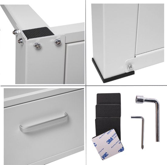 Vonia Waschmaschinenaufzug - Waschmaschinenaufzug mit Schublade - Waschmaschinensockel - Waschmaschinenschrank - Waschmaschinenschrank - 63x54x31 - Weiß