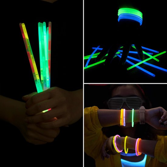 Partizzle 100 Stück Glow in the Dark Sticks mit Steckern - Silvester 2025 Glowsticks - Neon / Karneval Partyartikel Breakout Sticks - Geburtstag Silvester Dekorationen - 7 Farben