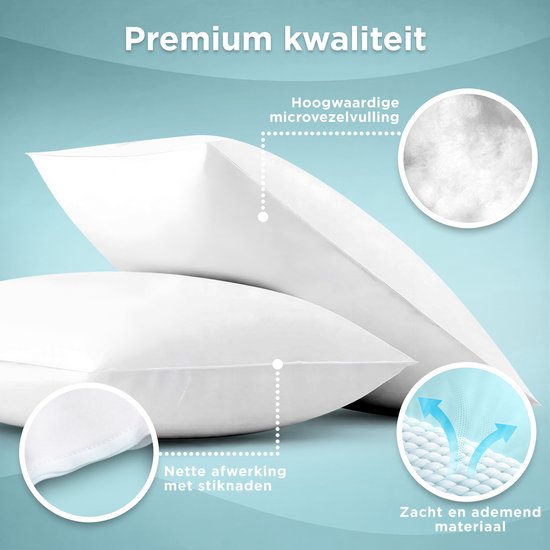 CozySense® Kopfkissen - 2er Set - 50x70 CM - Atmungsaktives Schlafkissen mit weichem Mikrofaserbezug - Hotelkissen - Kopfkissen - für Seiten-, Bauch- und Rückenschläfer