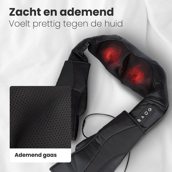 Auronic Shiatsu Massagekissen - Elektrisches Nackenmassagegerät - Nacken und Schultermassagegerät - Infrarot - Schwarz
