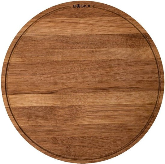Boska Pizzabrett Friends XL - Grillzubehör - Eichenholz - Praktische Auffangwanne - Ø 40 cm