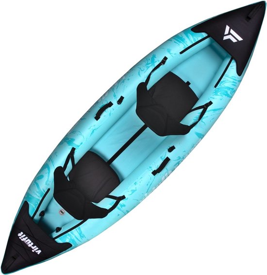 VirtuFit Kayak 335 - Türkis - Mit Kajaksitzen und Tragetasche - Geeignet für zwei oder drei Personen - Langlebig & robust - Aufblasbares Kajak - Kajak - Schlauchboot