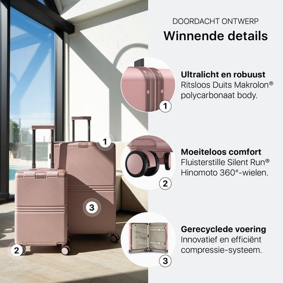 ONYX Hybrid Pro Check-in Koffer Large 100 Liter - Recyceltes Polycarbonat und reißverschlussloses Design - Reisekoffer mit TSA-Schloss und Spinnerrollen - Candy Pink