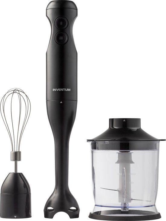 Inventum MX350B - Stabmixer-Set - Zerkleinerer - Schneebesen - 350W - 2 Geschwindigkeiten - Schwarz