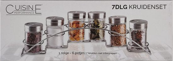 Gewürzregal - 7 Stück - Edelstahl und Glas