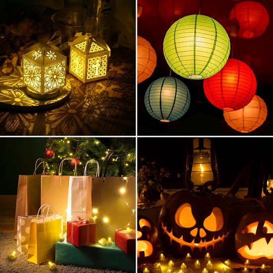 Partizzle 50x Mini LED Lichter - Kleine Party Lichter für Ballons - Party Lichter mit Stimmungslicht - Geburtstag, Hochzeit, Halloween, Weihnachten und Festival - Ballon Lampe Dekoration - Warmes weißes Licht