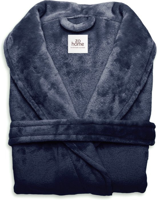 ZoHome Cara Bademantel lang - Fleece - Größe L - Indigoblau