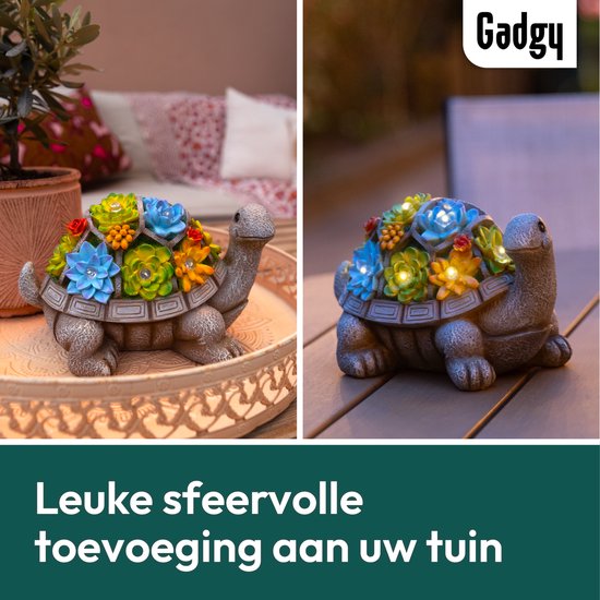 Gadgy Solar-Gartenleuchte Schildkröte - Solarenergie-Gartenleuchte - Solar-Tischlampe - Außenlampe Gartenstatue - Gartenlaterne mit Tag/Nacht-Sensor - Beleuchtung für draußen - Gartenlaterne