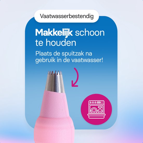 Spritzbeutel mit Tüllen | wiederverwendbar | 6 Tüllen | rosa