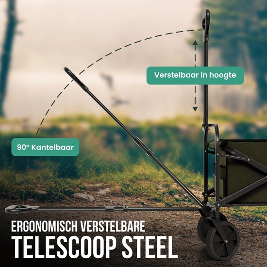 Avalo Bolderkar faltbar - Bis zu 90KG Ladekapazität - 80L - 80x47x49 CM - 360º Räder - Bolderwagen / Bolderwagen / Strandwagen / Trekkingwagen / Faltbarer Bolderkar - Für Strand - Grün