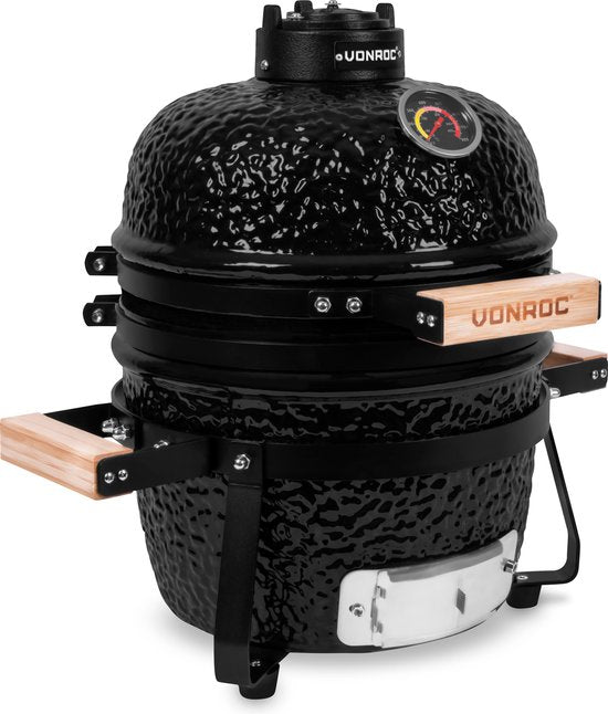 VONROC - BBQ - Kamado - 13" - Mit Schutzhaube, Tellereinleger & Sockel - Holzkohlegrill - Keramik