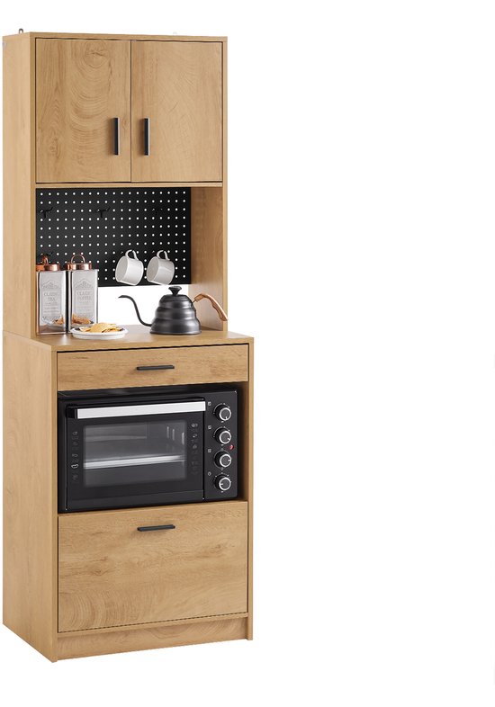 SoBuy FSB98-N Küchenanrichte - Buffetschrank aus Holz mit 2 Türen und Schubladen