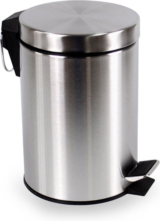 BRASQ Treteimer 12 Liter - Edelstahl - PB112 - Abfalleimer mit herausnehmbarem Treteimer - Abfalleimer - Mülleimer - Abfalleimer - Bad oder Toilette