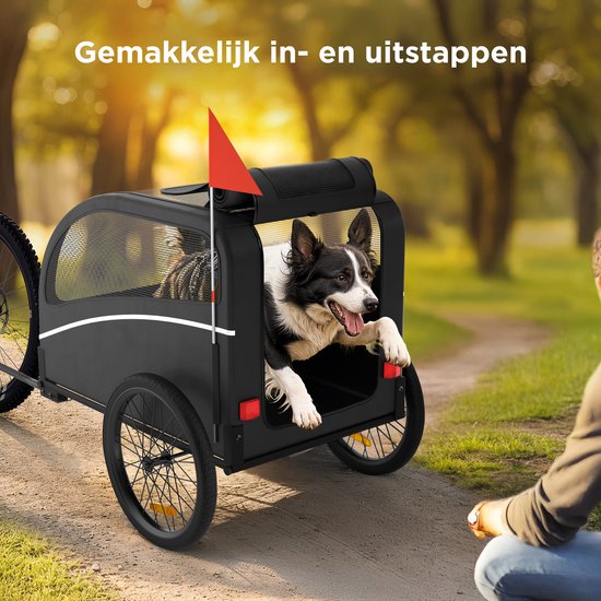Trevopet® Hundefahrradanhänger - Faltbarer Fahrradanhänger Hund - Hundeanhänger - Geeignet für E-Bikes - Bis zu 40 kg - Für mittlere & große Hunde - Schwarz