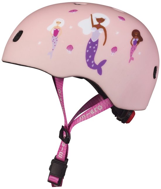 Micro Fahrradhelm Deluxe Meerjungfrau mit LED-Licht und Magnetverschluss Größe S.