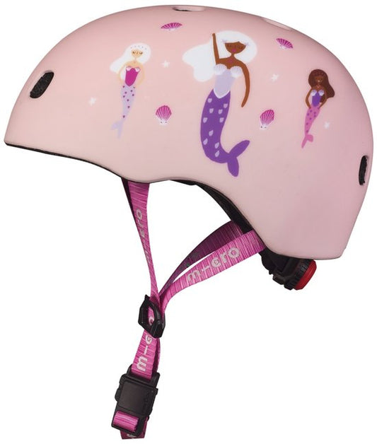 Micro Fahrradhelm Deluxe Meerjungfrau mit LED-Licht und Magnetverschluss Größe S.