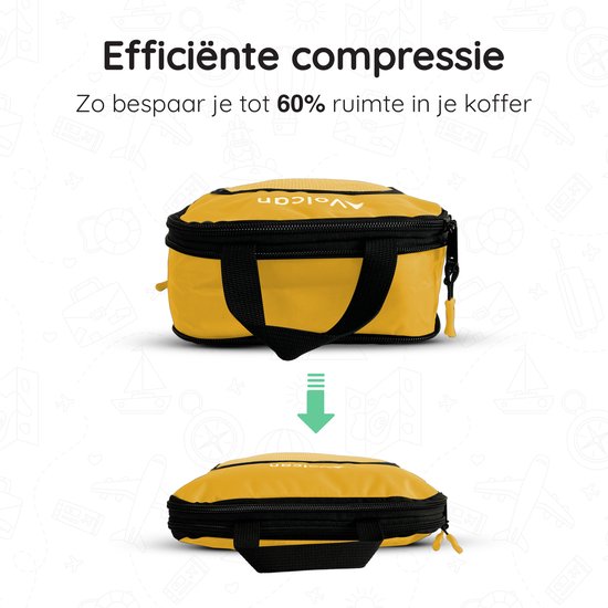 Volcan Compression Packing Cubes - Kofferorganisationsset - Mit Kompressionsreißverschlüssen - Rucksack & Koffer - 4er Set - Ocker