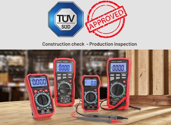 Velleman Digitalmultimeter, Data Hold, berührungslose Spannungserkennung, mit REL-Funktion, geeignet für die Messung von AC/DC-Strom, AC/DC-Spannung, Widerstand, Frequenz, Temperatur, Durchgang, inklusive Messleitungen