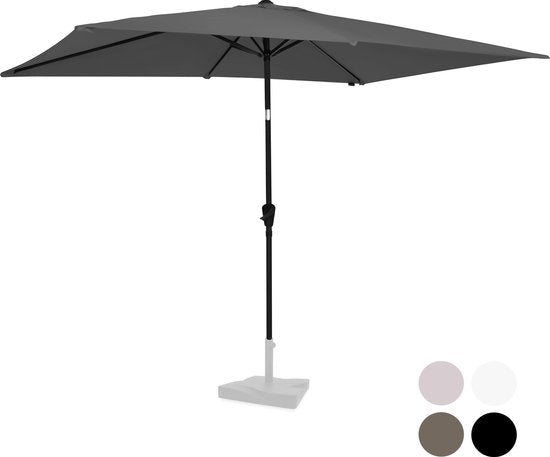 VONROC Premium Stick Sonnenschirm Rapallo - 200x300cm - Inkl. Schutzhülle - Rechteckig - Neigbar - UV-beständiges Tuch - Grau