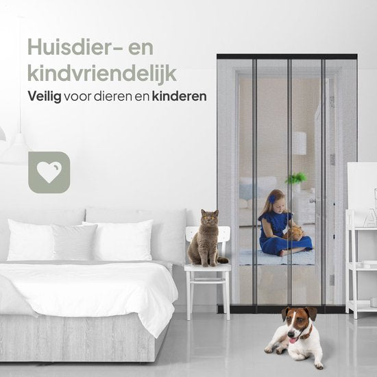 O'DADDY® Fliegengitter Lamellenvorhang - 118x260 cm - Türvorhang - Türtür - Verstellbares Design - Fiberglas - Schwarz
