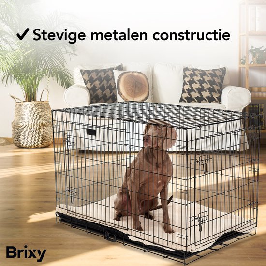 Brixy Hundebank - Bank für Hunde - Größe XL - faltbar - 107 x 72 x 77 CM - 2 Türen - Schwarz