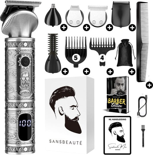 6-in-1 Barttrimmer Männer - Trimmer für Bart und Körper - Inkl. 6 Aufsätze - Body Groomer Männer - Body Trimmer Männer - Clippers - 0.5-15MM - Nase und Ohren - Multitrimmer - Haartrimmer - Trimmgerät Bartmaschine - Multigroomer