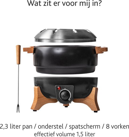 Boska Elektrisches Fondue-Set Party - 2.3L - Für Käsefondue, Schokoladenfondue, Hotpot und Boullionfondue - Fondue-Set elektrisch - Mit Temperaturregler