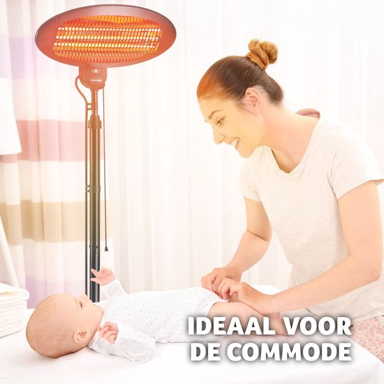 tectake - Infrarotheizung - Heizung mit Ständer oder Wandmontage - Wärmelampe für den Wickeltisch - Heizung für das Badezimmer - Infrarotheizung für die Terrasse - Elektrische Heizung - 2000W - 3 Stufen