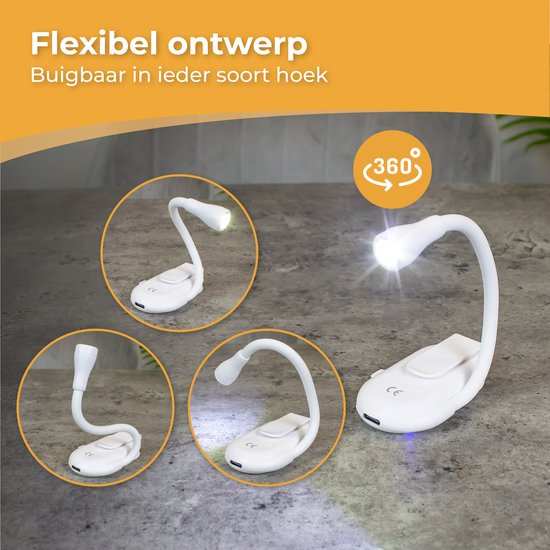 Nuvance - Leselicht - Klemmleselicht - Dimmbar - 3 Stufen - Leselicht für Buch - Wiederaufladbar USB C - 24 Stunden Lesevergnügen - Klemmlicht - für Kind & Erwachsene - Klemmlicht - Weiß