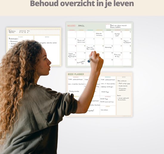 Magnetischer Wochenplaner + Monatsplaner Whiteboard - Trioset - Planer magnetisch - Planungstafel - Familienplaner