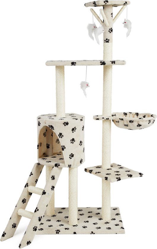 Lifa Living Kratzbaum - Kratzbaum - Katzenpfosten - 42x60x138,5 cm - creme/schwarz