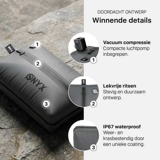 ONYX Aircube™ Vakuumverpackungswürfel - 1 Stück - Inklusive kabelloser Kompressionspumpe - Für Koffer und Taschen - Kofferorganisation - Gepäck- und Rucksackkompression - Grau