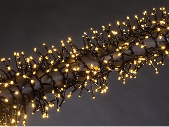 Merga LED, Lichtgirlande, 12 m, 1020 LEDs, warmweiß, schwarzes Kabel, für den Innen- und Außenbereich, 24 V