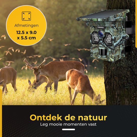 ODESSEY WildCamera mit Solarpanel - 4K - 48MP - 64GB SD - mit Nachtsicht - für draußen - Infrarot