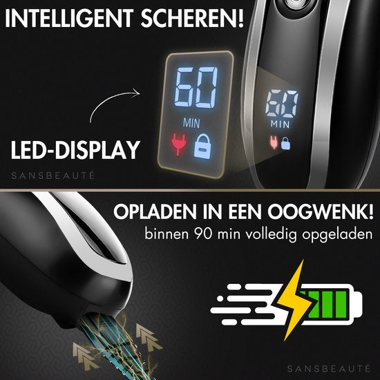 2-in-1-Rasierer für Männer mit Trimmer S1111 + 2 Extra-Scherköpfe - Sansbeauté® - Nass & Trocken - Präzisionstrimmer - Elektrisch - Elektrorasierer - Wasserdicht