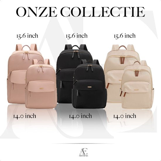 Aramae® - Rucksack Damen - Laptoptasche 15.6 Zoll - Rucksack Damen - Rucksack Mädchen - Rucksack Beige - Schultasche