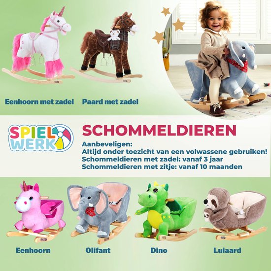 Spielwerk Schaukelstuhl Kinder Dino mit Sicherheitsgurt