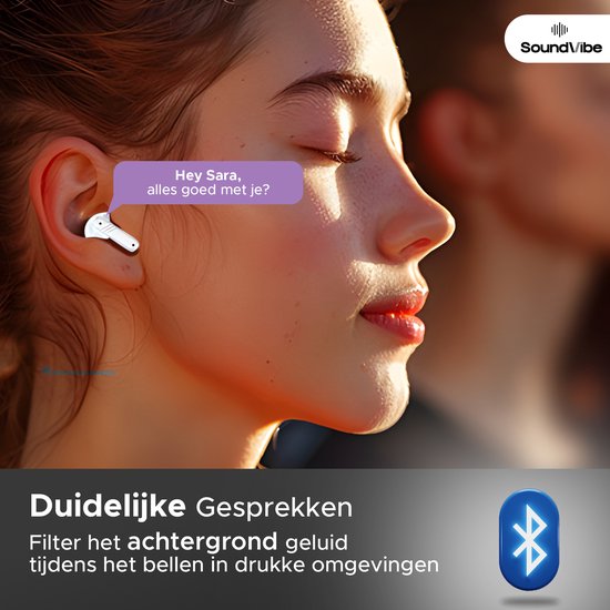 SoundVibe® - Kabellose Ohrhörer mit Geräuschunterdrückung - Weiß - Bluetooth-Ohrhörer - Kopfhörer mit Geräuschunterdrückung - LX-10 Earpods mit Bildschirm - Funktioniert mit Apple und Android - Earpods USB C - Kabellose Ohrhörer - Drahtlose Ohrhörer