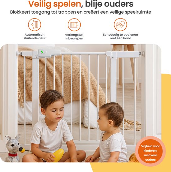 Goliving Treppengitter ohne Bohren - 2 Stück - 75 bis 103 cm - Klemmhalterung - Klemmmodell - Erweiterbar - Metall - Kindergitter - Hundegitter - Weiß