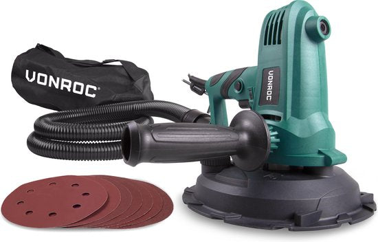 VONROC Schleifmaschine - 750W - Ø180MM - Decke & Wand - Inkl. Schlauch & Staubbeutel