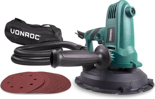 VONROC Schleifmaschine - 750W - Ø180MM - Decke & Wand - Inkl. Schlauch & Staubbeutel