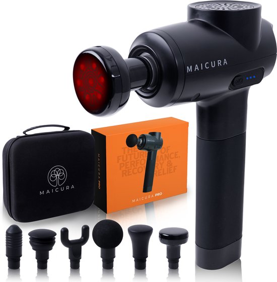 Maicura PRO Massagepistole - 10 h Akkulaufzeit - 6 Massageköpfe - 143 x 245 mm - Schwarz
