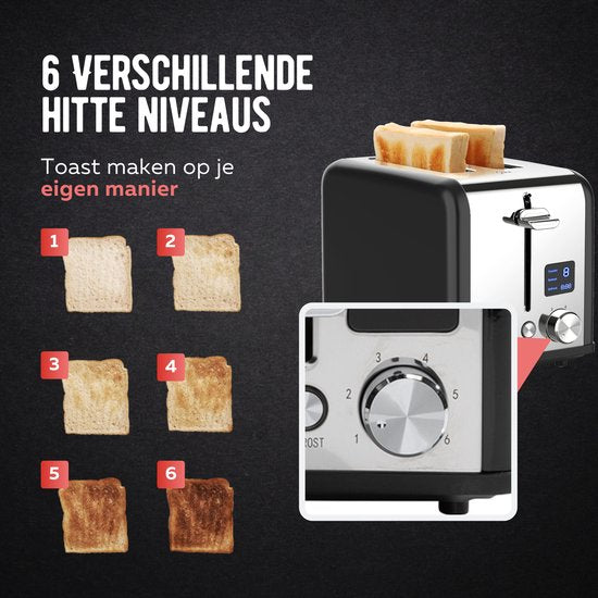 Qualitá® Toaster mit Clips für getoastete Sandwiches - Retro-Toaster - Sandwichhalter - Croque Monsieur Gerät - Edelstahl/Schwarz