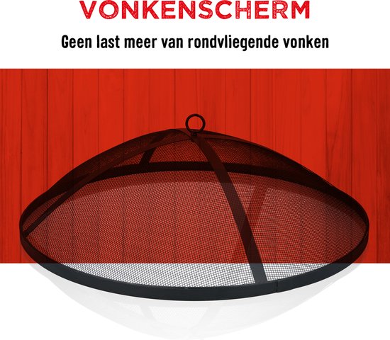 BBQ Collection Feuerschale - Feuerkorb mit Funkenschutz - Außenkamin 77 x 17 x 76 cm - Gartenkamin mit Griffen - Terrassenkamin für Brennholz - Terrassen- und Gartenofen für Lagerfeuer - Kohlenstoffstahl