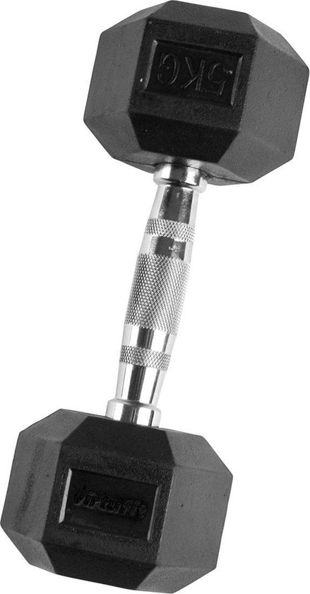 VirtuFit Hexa Dumbbell Pro - 5 kg - Sechseckhantel - Langlebig und strapazierfähig - Krafttraining - Gewicht - CrossFit & Fitness - Geeignet für Anfänger und Profis - Pro Stück verkauft