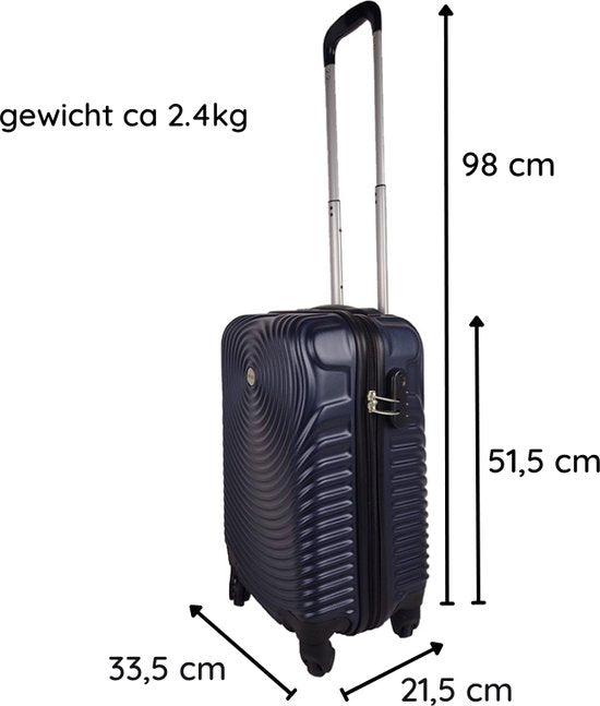 Ceruzo Handgepäck Koffer -Trolley - 28L- 51.5 cm - Blau - Spinner Räder 360°- Numerisches Schloss Reisekoffer